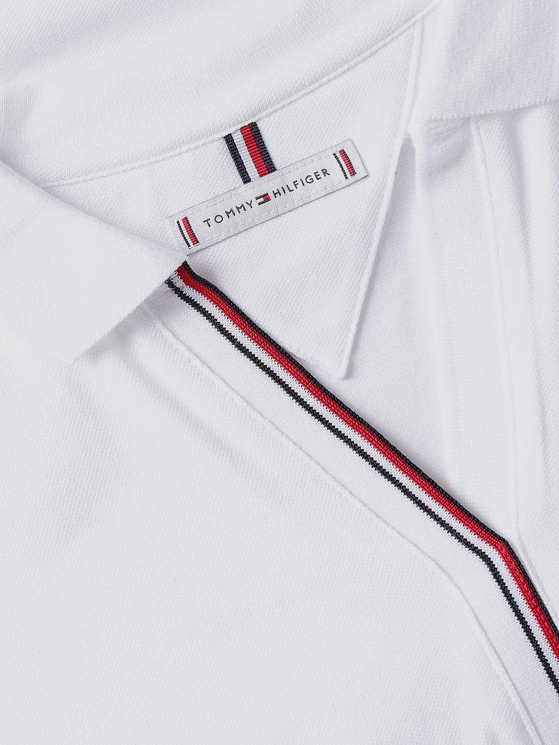 Női Tommy Hilfiger Slim Fit Open-Neck Polos Fehér | HU 273MQZ